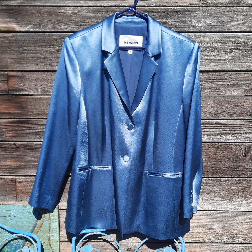 Henning Blue Satin Blazer